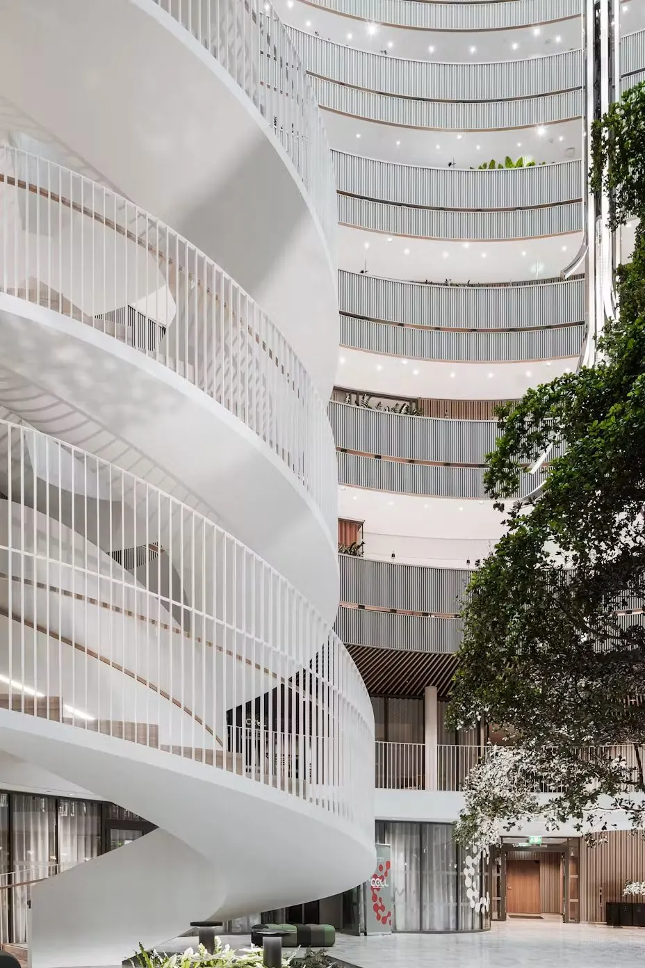 Spiraltrappan och gallerierna i Forskaren sedda underifrån